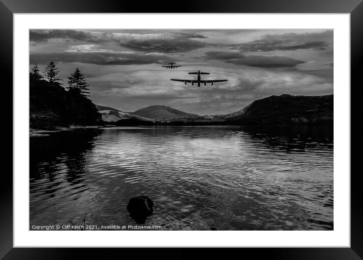 Lancaster Night Flight Framed Mounted Print by Cliff Kinch