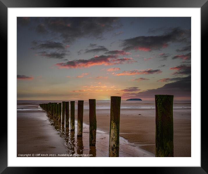 Sunset across Berrow Beach Framed Mounted Print by Cliff Kinch