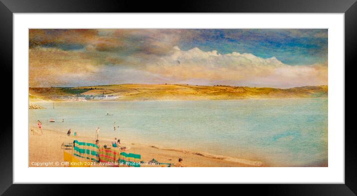 Across the bay to Bowleaze Cove Framed Mounted Print by Cliff Kinch