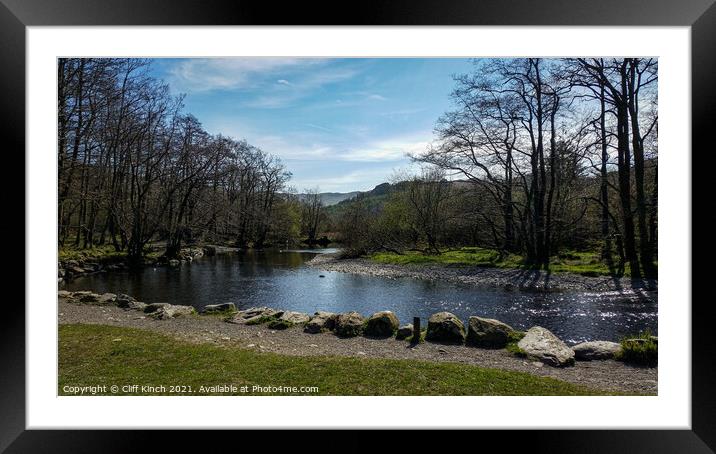 The ford at White Moss Woods Framed Mounted Print by Cliff Kinch