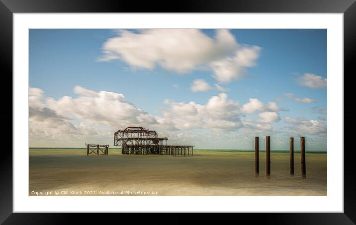 Brighton West Pier long exposure Framed Mounted Print by Cliff Kinch