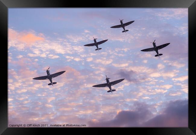 Spitfire dawn patrol Framed Print by Cliff Kinch
