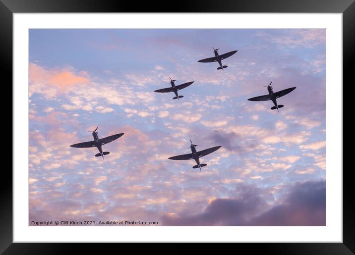 Spitfire dawn patrol Framed Mounted Print by Cliff Kinch