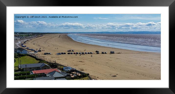 Berrow Beach Panorama Framed Mounted Print by Cliff Kinch