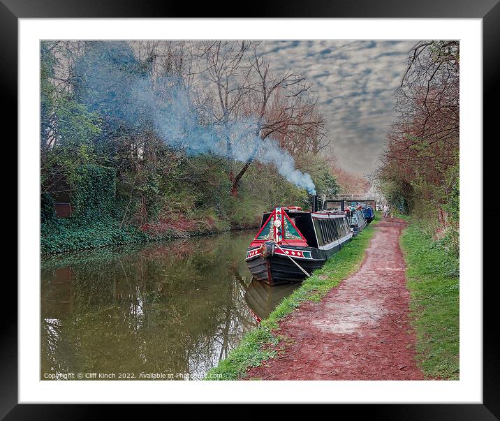 Narrowboats on the canal Framed Mounted Print by Cliff Kinch