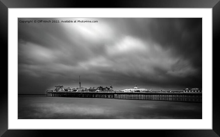 Brighton Pier monochrome Framed Mounted Print by Cliff Kinch