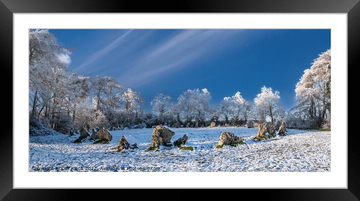 Snow on the Rollright Stones Framed Mounted Print by Cliff Kinch