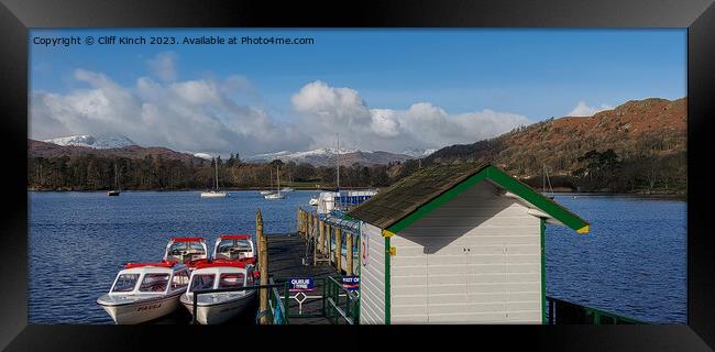 Pleasure boats at Waterhead Ambleside Framed Print by Cliff Kinch