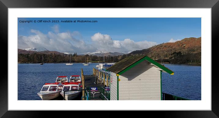 Pleasure boats at Waterhead Ambleside Framed Mounted Print by Cliff Kinch