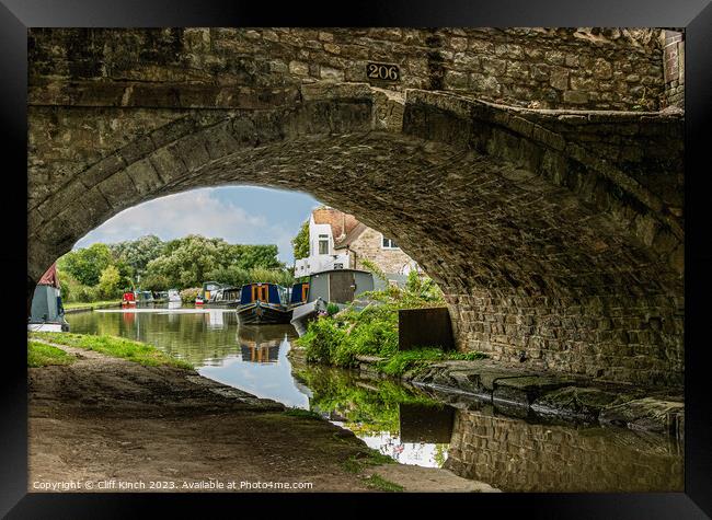 Oxford Canal bridge 206  Framed Print by Cliff Kinch