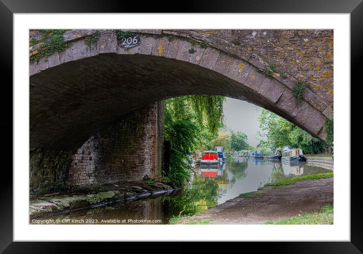 Oxford Canal bridge 206  Framed Mounted Print by Cliff Kinch