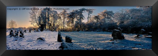Rollright Stones in Winter Framed Print by Cliff Kinch