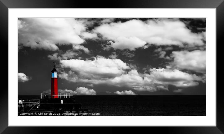 Watchet Harbour lighthouse Framed Mounted Print by Cliff Kinch