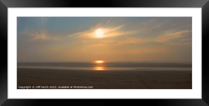 Sunset at Brean Framed Mounted Print by Cliff Kinch