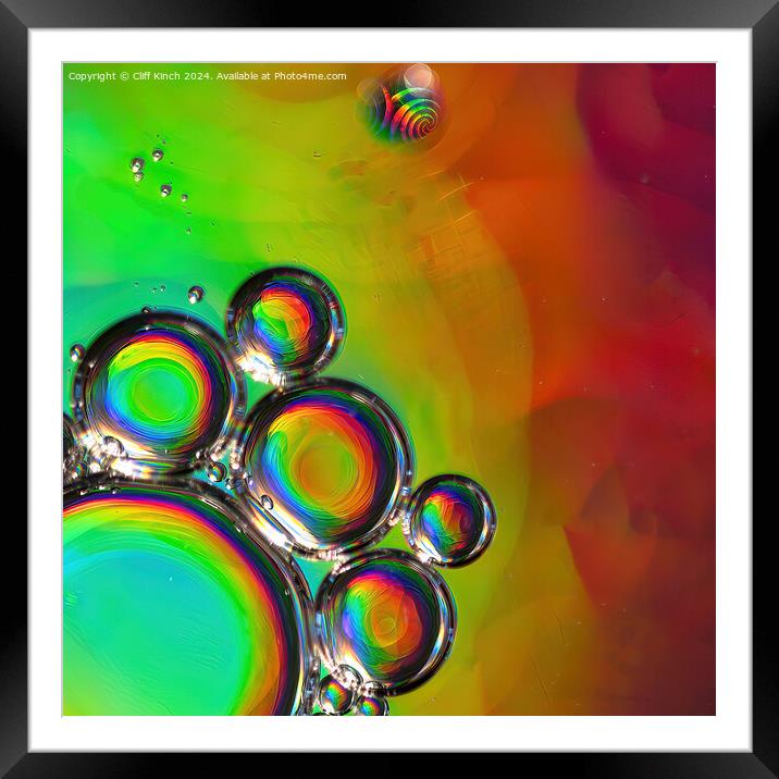 Oil and water abstract #23 Framed Mounted Print by Cliff Kinch