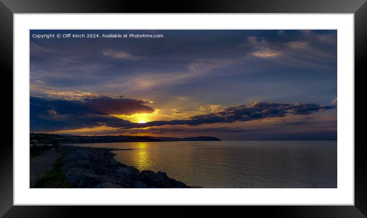 Doniford Bay Sunset Framed Mounted Print by Cliff Kinch