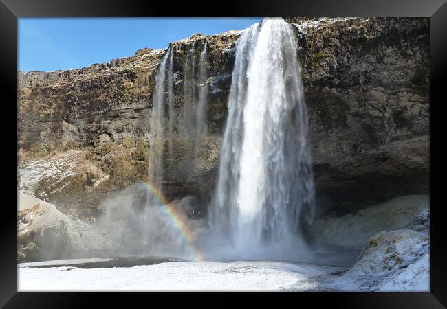 Seljalandsfoss Waterfall, Iceland Framed Print by Mervyn Tyndall