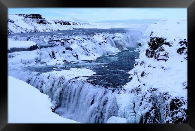 Gullfoss Waterfall Iceland Framed Print by Mervyn Tyndall