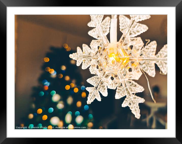 Cosy Christmas Lights and Bokeh Lights in Christmas Tree Framed Mounted Print by Cosmin Iftode