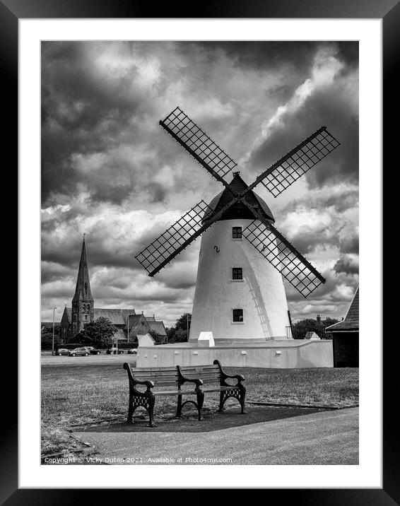 Lytham Windmill on cloudy day Framed Mounted Print by Vicky Outen