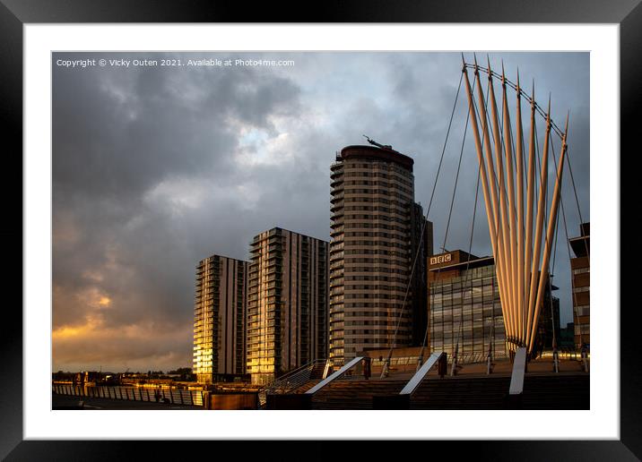 Sunset at Salford Quays, Manchester Framed Mounted Print by Vicky Outen