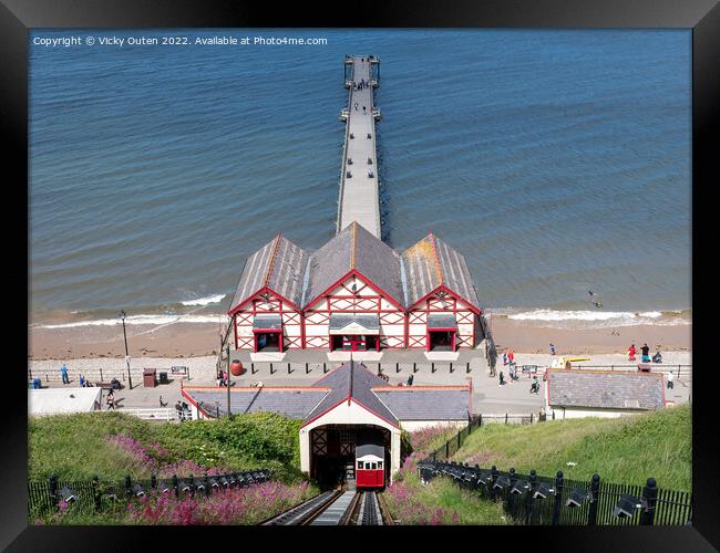 Saltburn Cliff Tramway Framed Print by Vicky Outen