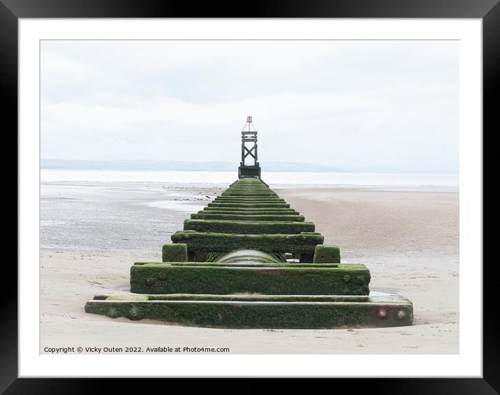 Crosby beach structure Framed Mounted Print by Vicky Outen
