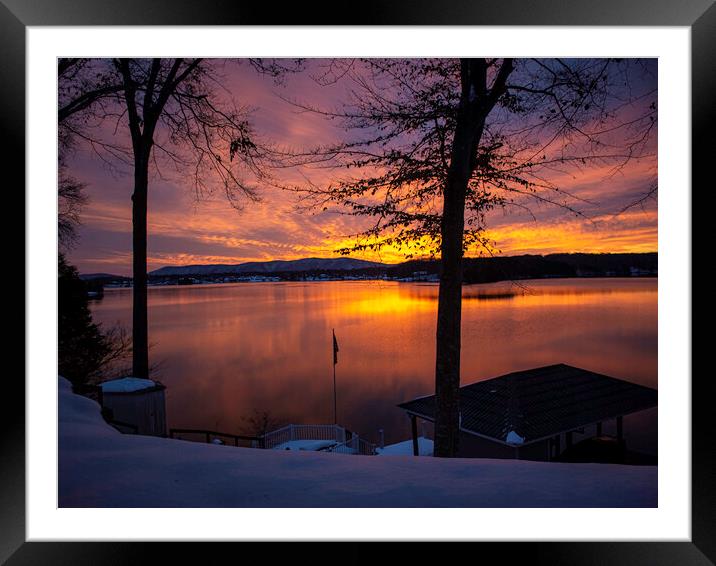 Sunrise at Smith Mountain Lake, Virginia, USA  Framed Mounted Print by Vicky Outen