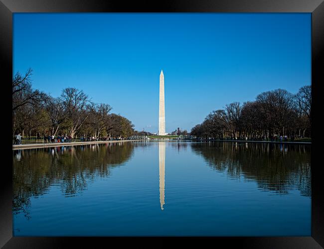 Washington Monument & Reflection Pool Framed Print by Vicky Outen