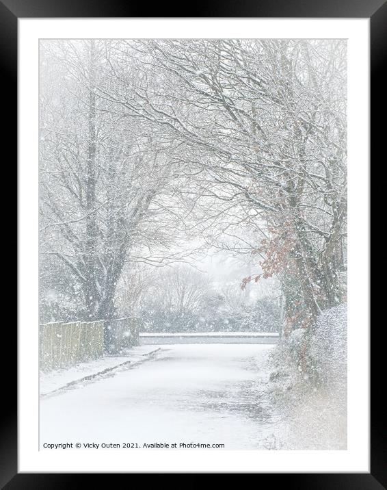 Snowing in Alderley Edge Framed Mounted Print by Vicky Outen