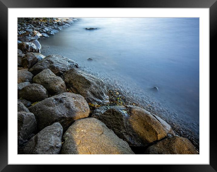 A rocky shore next to a body of water Buttermere,  Framed Mounted Print by Vicky Outen