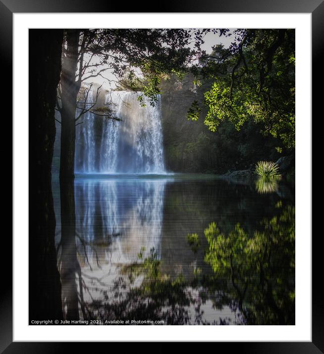 Whangarei Falls Framed Mounted Print by Julie Hartwig