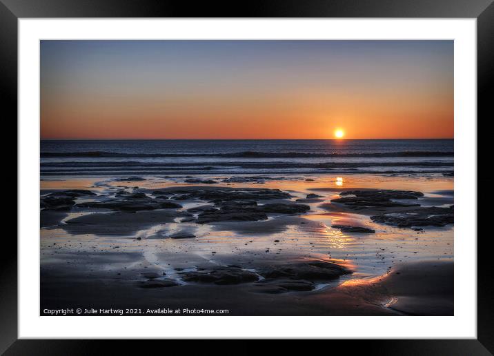 Moeraki Sunrise Framed Mounted Print by Julie Hartwig