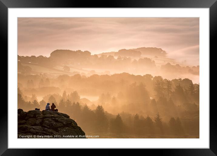 Watching a Dartmoor sunrise Framed Mounted Print by Gary Holpin