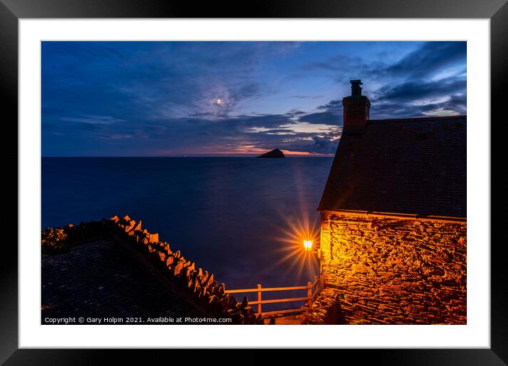 Dusk at the Mewstone, Wembury Framed Mounted Print by Gary Holpin
