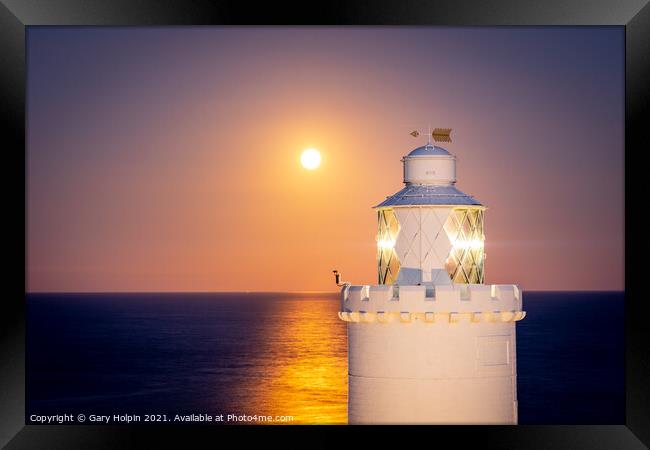 Moon rise at Start Point Lighthouse Framed Print by Gary Holpin