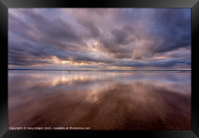 Stormy reflections of Saunton Beach Framed Print by Gary Holpin