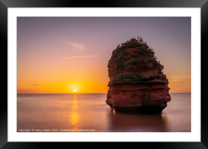 Sunrise at the sea stack Framed Mounted Print by Gary Holpin
