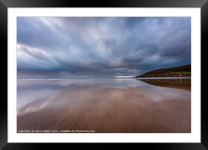 Saunton Sands reflections Framed Mounted Print by Gary Holpin