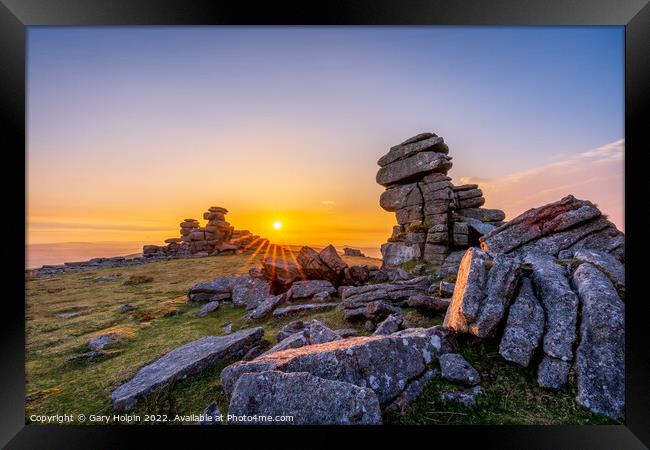 Sunset Staple Tor Dartmoor Framed Print by Gary Holpin