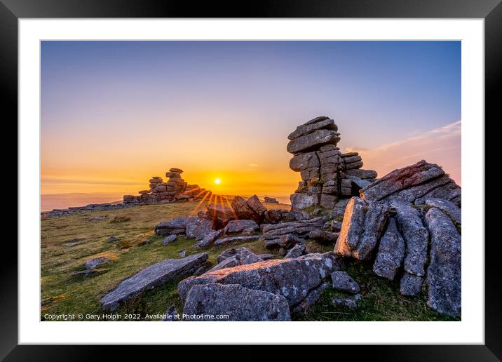 Sunset Staple Tor Dartmoor Framed Mounted Print by Gary Holpin