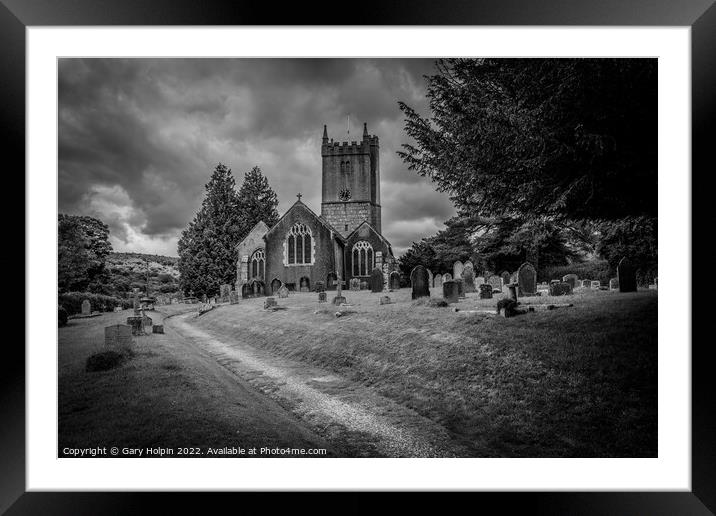 Moody day at North Bovey Church Framed Mounted Print by Gary Holpin