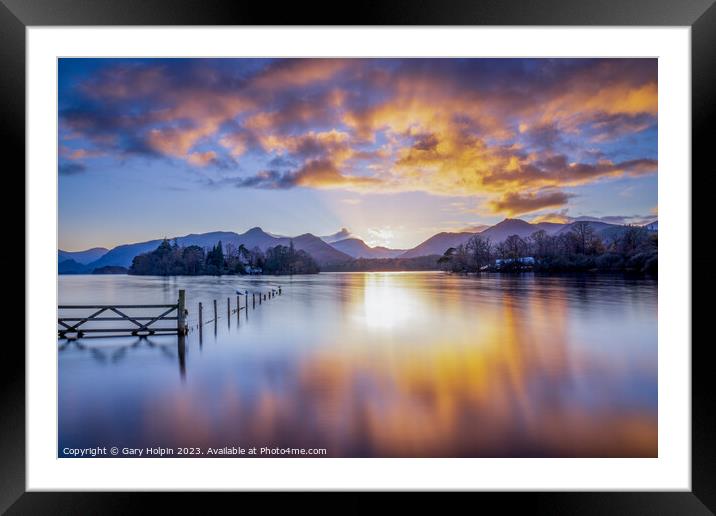 Derwent Water sunset Framed Mounted Print by Gary Holpin
