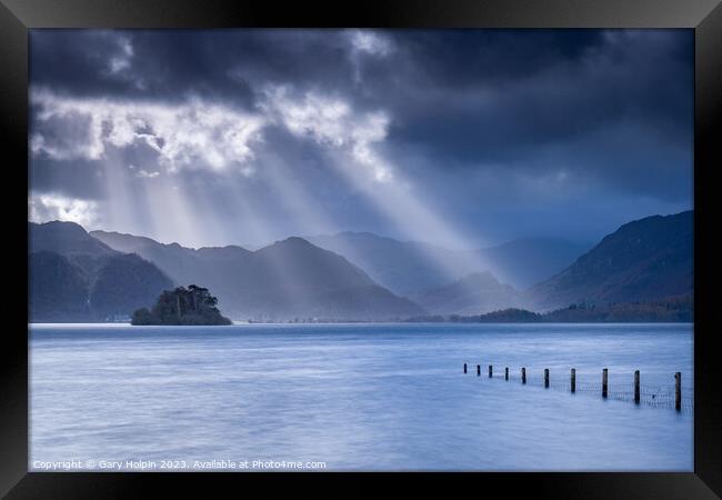 Sunbeams over Derwent Water Framed Print by Gary Holpin