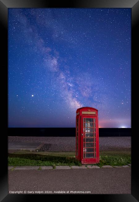 Milky Way above an iconic British red phone box Framed Print by Gary Holpin