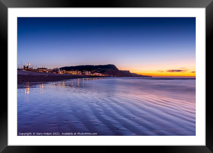 Winter dawn over Sidmouth Beach Framed Mounted Print by Gary Holpin