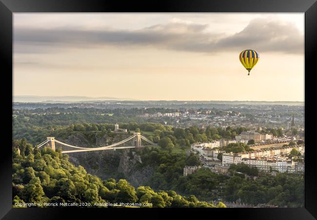 Hot Air Balloon over Clifton Framed Print by Patrick Metcalfe