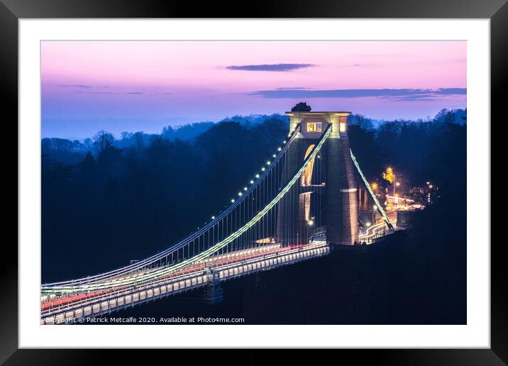 Clifton Suspension Bridge at Dusk Framed Mounted Print by Patrick Metcalfe
