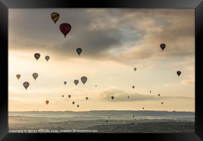 Sunrise Mass Balloon Ascent over Bristol Framed Print by Patrick Metcalfe