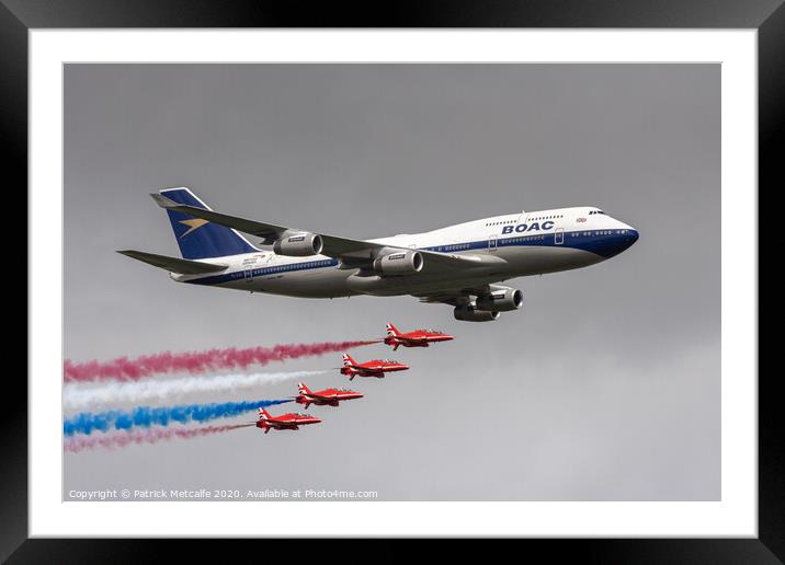 British Airways 747 with the Red Arrows Framed Mounted Print by Patrick Metcalfe